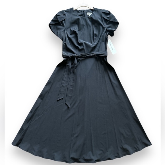 Calvin Klein Tulip Short Sleeve A-Line Midi Dress Black dress Business casual - Picture 10 of 14